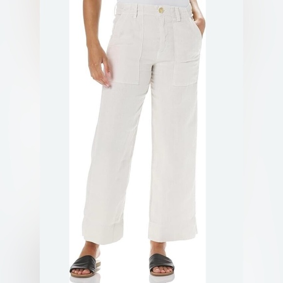 Zara Cream High-Waisted Trousers with Wide-Leg Silhouette - Picture 1 of 6